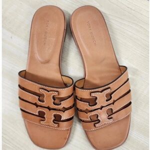Tory Burch Ines Cage Brown Camello -258 Slide Sandals